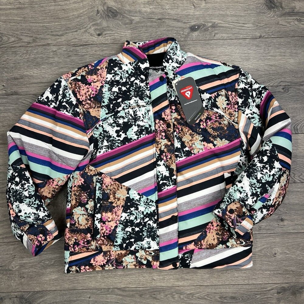Free People Puffer Jacket Size Medium Womens Multicolor Bunny Slope Printed $328